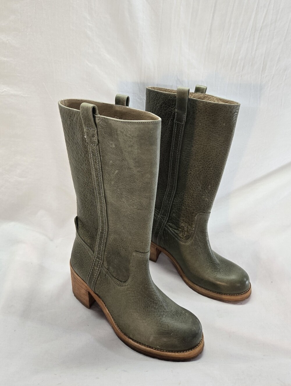 Cleo + Wolf Women's 10B Green Pebble Leather Western Boot Round Toe